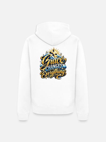 Gnade Verändert Alles - Inspirierendes Design - Unisex Premium Bio Zip Hoodie - Weiß