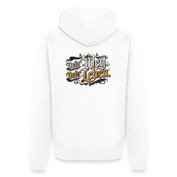 Dein Weg Dein Leben Vintage - Unisex Premium Bio Zip Hoodie - Weiß - Hinten - Thijin (182cm)