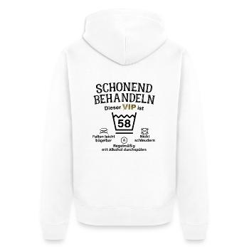 58. Geburtstag Schonend Behandeln 58 VIP ist 58 - Unisex Premium Bio Zip Hoodie - Weiß - Hinten - Thijin (182cm)