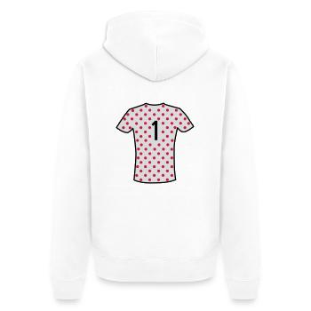 Rot gepunktetes Trikot - Unisex Premium Bio Zip Hoodie - Weiß - Hinten - Thijin (182cm)