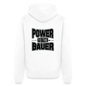 Power to the Bauer - Unisex Premium Bio Zip Hoodie - Weiß - Hinten - Thijin (182cm)