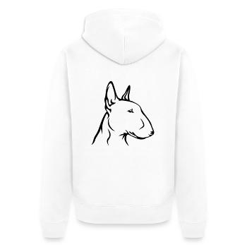 Bullterrrier - Unisex Premium Bio Zip Hoodie - Weiß - Hinten - Thijin (182cm)