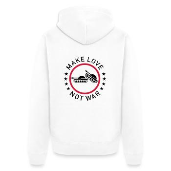 Make Love Not War (3C) - Unisex Premium Organic Zip Hoodie - white - Back - Thijin (182cm)