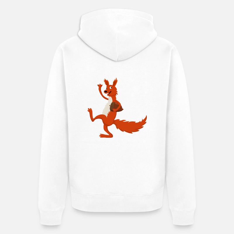 Eichhörnchen mit Eichel - Unisex Premium Bio Zip Hoodie - Weiß