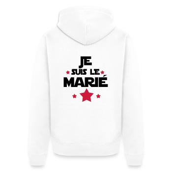 JE SUIS LE marié,citations,message - Veste à capuche bio Premium Unisexe - blanc - Dos - Thijin (182cm)
