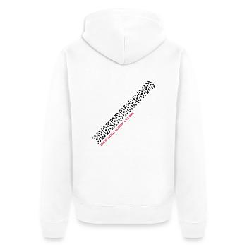 Mountainbike Reifen "Bike now, work later" - Unisex Premium Bio Zip Hoodie - Weiß - Hinten - Thijin (182cm)