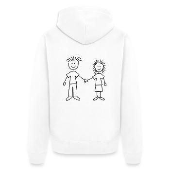 family_mom_and_dad_1c - Unisex Premium Bio Zip Hoodie - Weiß - Hinten - Thijin (182cm)