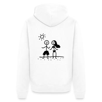 Couple on beach - line - Unisex Premium Organic Zip Hoodie - white - Back - Thijin (182cm)