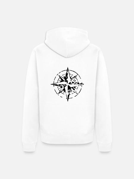 windrose_02_a_1c - Unisex Premium Bio Zip Hoodie - Weiß
