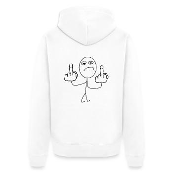 rage comic, like a boss, bro, rage zeichnung, - Unisex Premium Bio Zip Hoodie - Weiß - Hinten - Thijin (182cm)