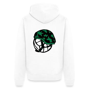 Volleyball Wasserball Ball militärischen Helm - Unisex Premium Bio Zip Hoodie - Weiß - Hinten - Thijin (182cm)