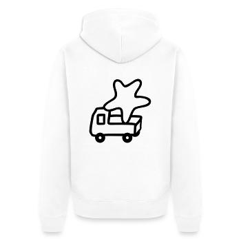 Pickup mit Stern - Unisex Premium Bio Zip Hoodie - Weiß - Hinten - Thijin (182cm)