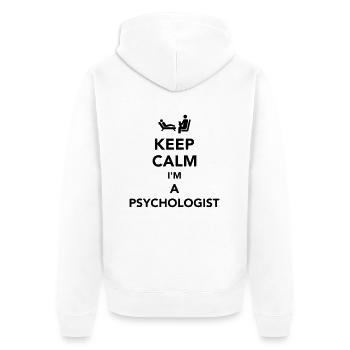 Psychologe - Unisex Premium Bio Zip Hoodie - Weiß - Hinten - Thijin (182cm)