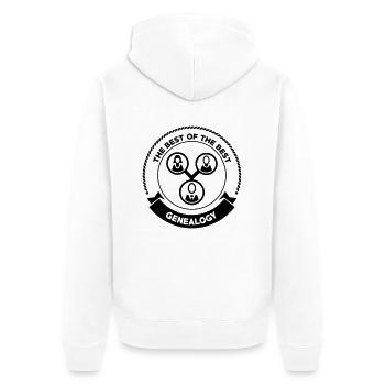 Généalogie / Généalogiste / Genealogy / - Veste à capuche bio Premium Unisexe - blanc - Dos - Thijin (182cm)
