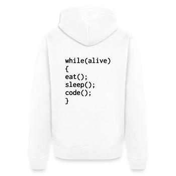 Entwickler / Informatiker / Programmierer / - Unisex Premium Bio Zip Hoodie - Weiß - Hinten - Thijin (182cm)