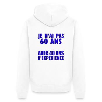 60 ans - Veste à capuche bio Premium Unisexe - blanc - Dos - Thijin (182cm)