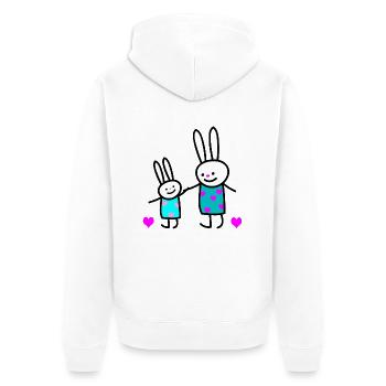 Hasenkinder (b) - Unisex Premium Bio Zip Hoodie - Weiß - Hinten - Thijin (182cm)
