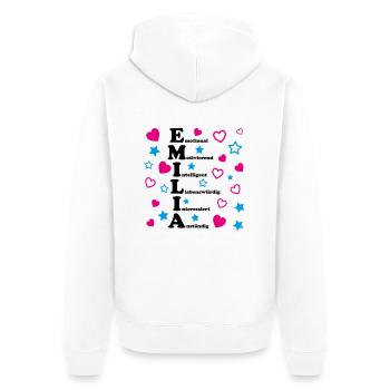 Emilia - Unisex Premium Bio Zip Hoodie - Weiß - Hinten - Thijin (182cm)