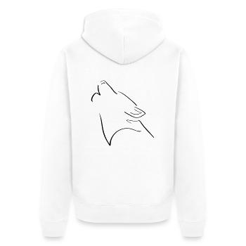 Wolf Line Art - Minimalistisch - Unisex Premium Bio Zip Hoodie - Weiß - Hinten - Thijin (182cm)