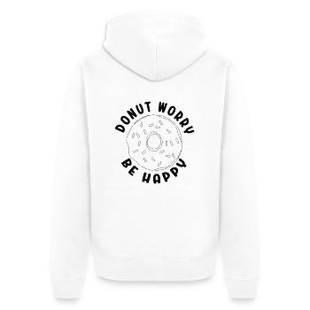 Donut worry be happy - Unisex Premium Bio Zip Hoodie - Weiß - Hinten - Thijin (182cm)