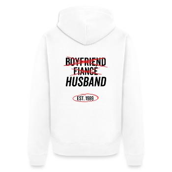 Copain Fiancé Mari Est 1989 - Veste à capuche bio Premium Unisexe - blanc - Dos - Thijin (182cm)