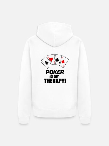 Poker Therapy - Unisex Premium Organic Zip Hoodie - white