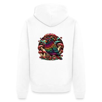 Psychedelische Eule - Unisex Premium Bio Zip Hoodie - Weiß - Hinten - Thijin (182cm)