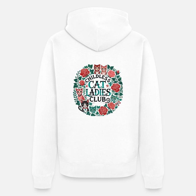 Club des dames Childless Cat - Veste à capuche bio Premium Unisexe - blanc