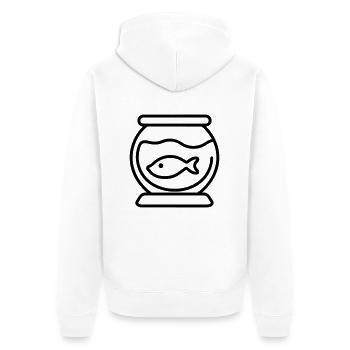 Fish Icon - Simple Black Outline Design - Unisex Premium Bio Zip Hoodie - Weiß - Hinten - Thijin (182cm)