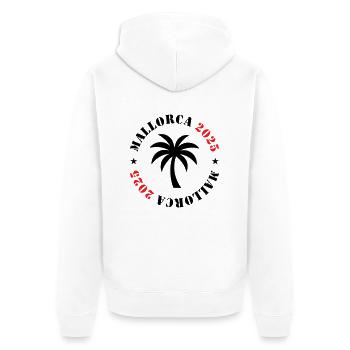 Mallorca 2025 Palme - Unisex Premium Bio Zip Hoodie - Weiß - Hinten - Thijin (182cm)