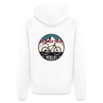 MTB Life - Unisex Premium Organic Zip Hoodie - white - Back - Thijin (182cm)