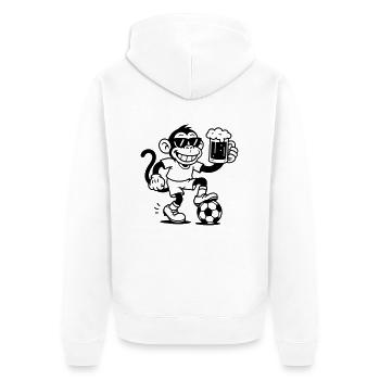 Beer Monkey Football - Unisex Premium Organic Zip Hoodie - white - Back - Thijin (182cm)