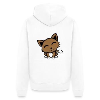 Cat Pet Animal Cute Little Kitten Friendly - Unisex Premium Organic Zip Hoodie - white - Back - Thijin (182cm)