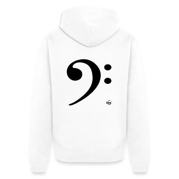 Baßschlüssel - Unisex Premium Bio Zip Hoodie - Weiß - Hinten - Thijin (182cm)