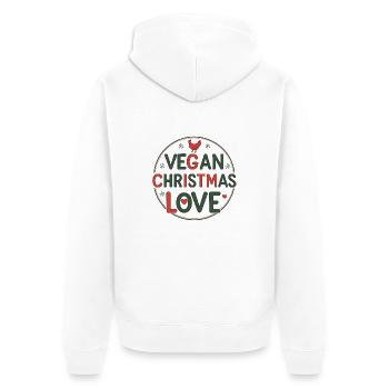 Vegan Christmas Love –Statement Vegetarisch - Unisex Premium Bio Zip Hoodie - Weiß - Hinten - Thijin (182cm)