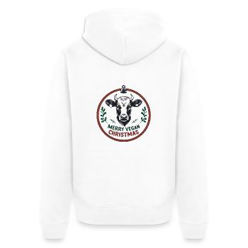 Vache dans la boule de Noël – Joyeux Noël végétalien - Veste à capuche bio Premium Unisexe - blanc - Dos - Thijin (182cm)