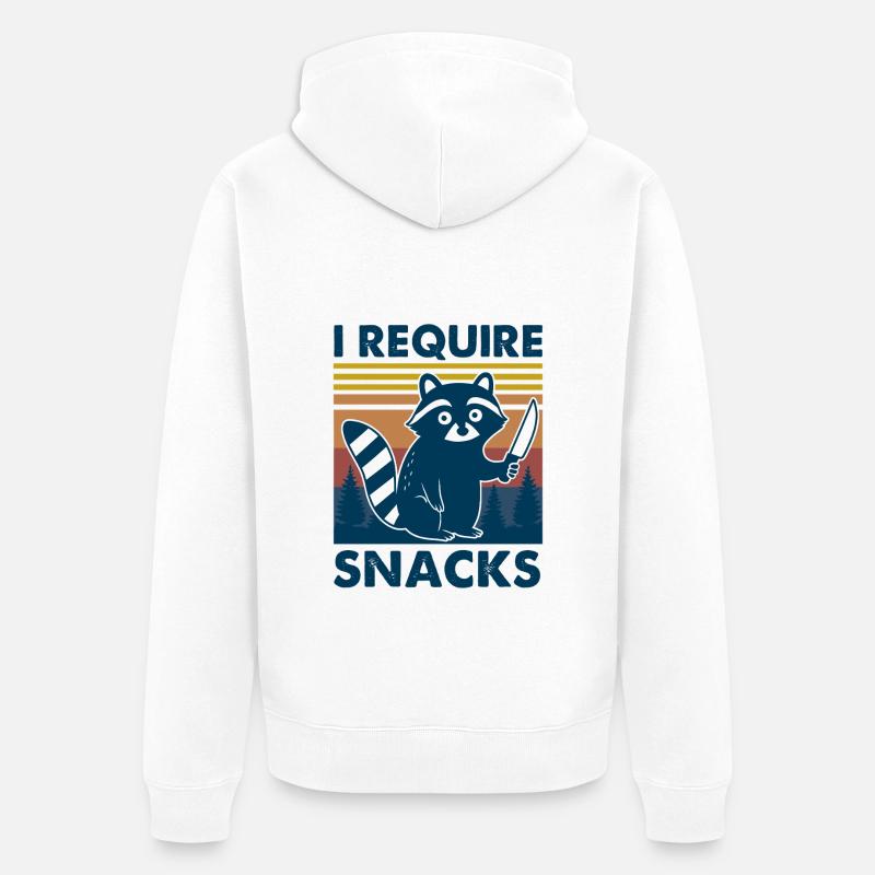 I Require Snacks Waschbär - Unisex Premium Bio Zip Hoodie - Weiß