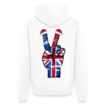 Britische Flagge Weihnachten Peace Symbol used - Unisex Premium Bio Zip Hoodie - Weiß - Hinten - Thijin (182cm)