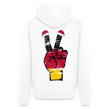 Deutschland Flagge Weihnachten Peace Symbol used - Unisex Premium Bio Zip Hoodie - Weiß - Hinten - Thijin (182cm)