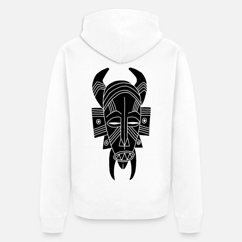 Afrikanischer schwarzer Dämon - Unisex Premium Bio Zip Hoodie - Weiß
