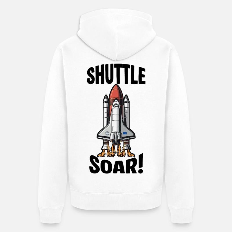 Navette Spatiale Décollage Shuttle Soar - Veste à capuche bio Premium Unisexe - blanc