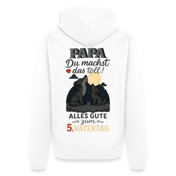 Papa, du machst das Toll! – 5. Vatertag - Unisex Premium Bio Zip Hoodie - Weiß - Hinten - Thijin (182cm)