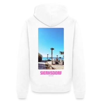 SIERKSDORF _ Strand - Unisex Premium Bio Zip Hoodie - Weiß - Hinten - Thijin (182cm)