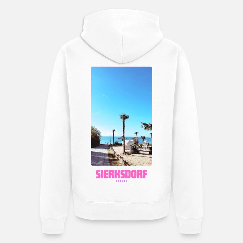 SIERKSDORF _ Strand - Unisex Premium Bio Zip Hoodie - Weiß