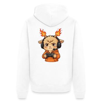 Gamer Fire Goat Shirt Feuer Ziege - Unisex Premium Bio Zip Hoodie - Weiß - Hinten - Thijin (182cm)