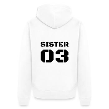 Third Sister - Sister 03 - Unisex Premium Organic Zip Hoodie - white - Back - Thijin (182cm)