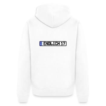 endlich 17 - Unisex Premium Bio Zip Hoodie - Weiß - Hinten - Thijin (182cm)