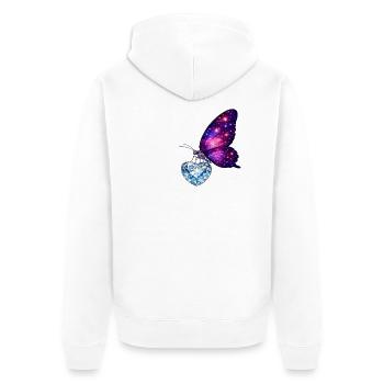 Soul of Earth – Blue Butterfly Heart - Unisex Premium Organic Zip Hoodie - white - Back - Thijin (182cm)