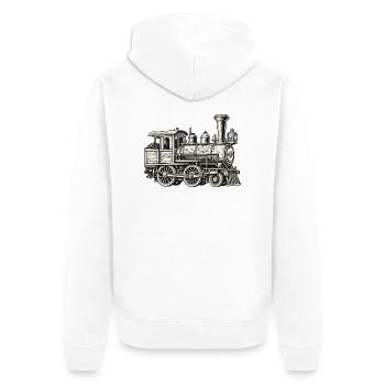 Dampflok Vintage Historische Eisenbahn - Unisex Premium Bio Zip Hoodie - Weiß - Hinten - Thijin (182cm)