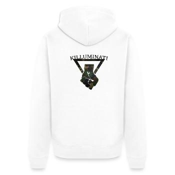 Killuminati Camouflage Jeans Look - Unisex Premium Bio Zip Hoodie - Weiß - Hinten - Thijin (182cm)
